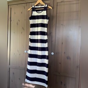 CHARMING CHARLIE | Navy and White Striped Maxi Dress